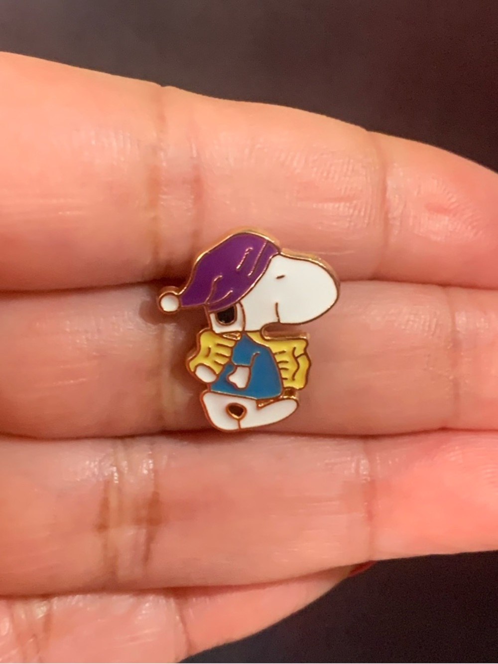 Peanuts: Bedtime Snoopy Enamel Pin with Blue Shirt and Yellow Pillow